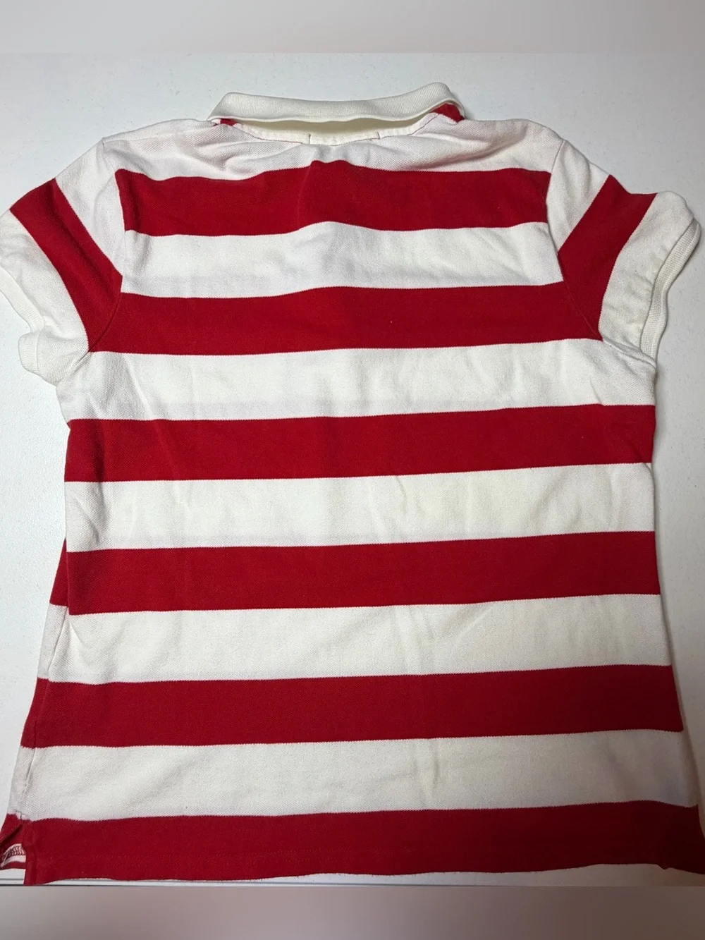 Ralph Lauren Striped Polo Shirt - Red & White | Boys Size L
